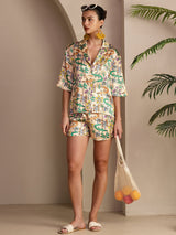 [Sand Crocodile] SilkSilky-CA Short Sleeve Notch Collar Women's Pajamas 007