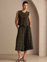 [Pine Vintage] SilkSilky-CA Sleeveless Crew Neck Women's Outfit Sets 001