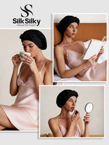 [Black] SilkSilky-CA Sleep Cap 006