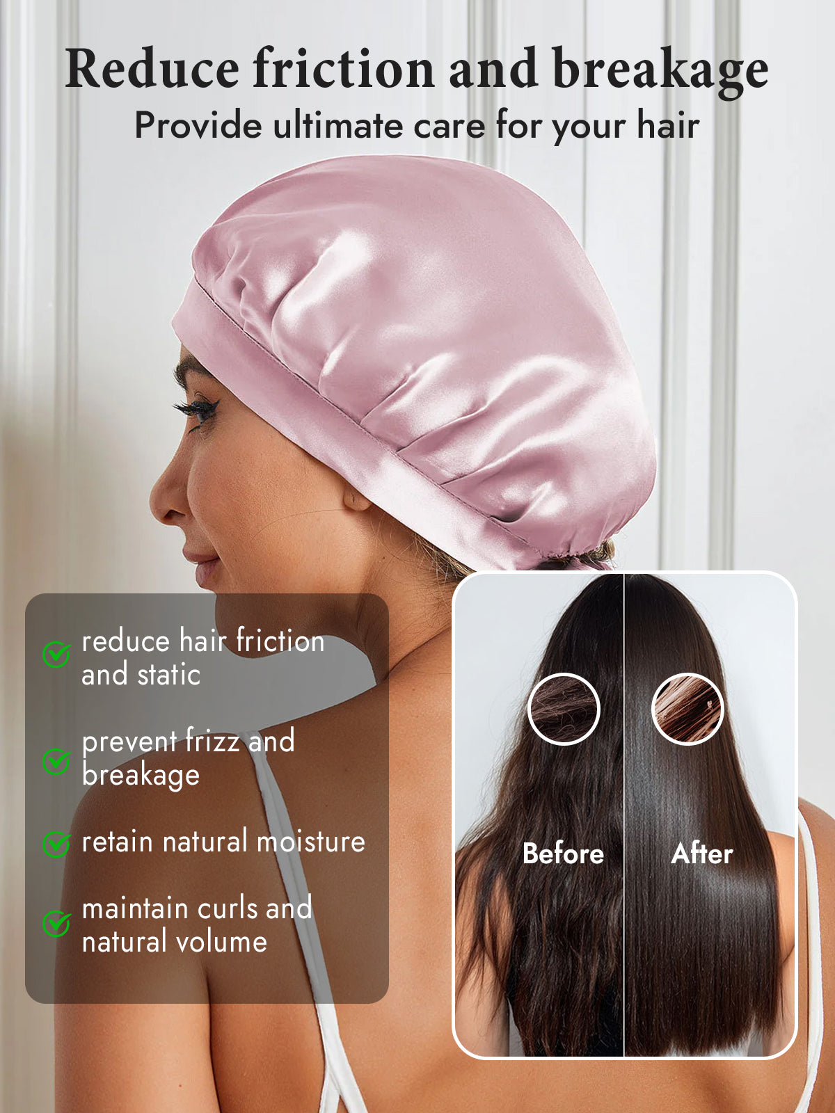 [Light Pink] SilkSilky-CA Pure Silk Sleep Cap 004