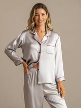 [Silver] SilkSilky-CA Long Sleeve Notch Collar Women's Pajamas 003