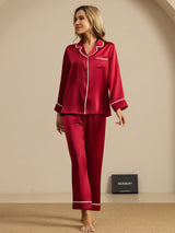 [Wine] SilkSilky-CA Long Sleeve Notch Collar Women's Pajamas 003