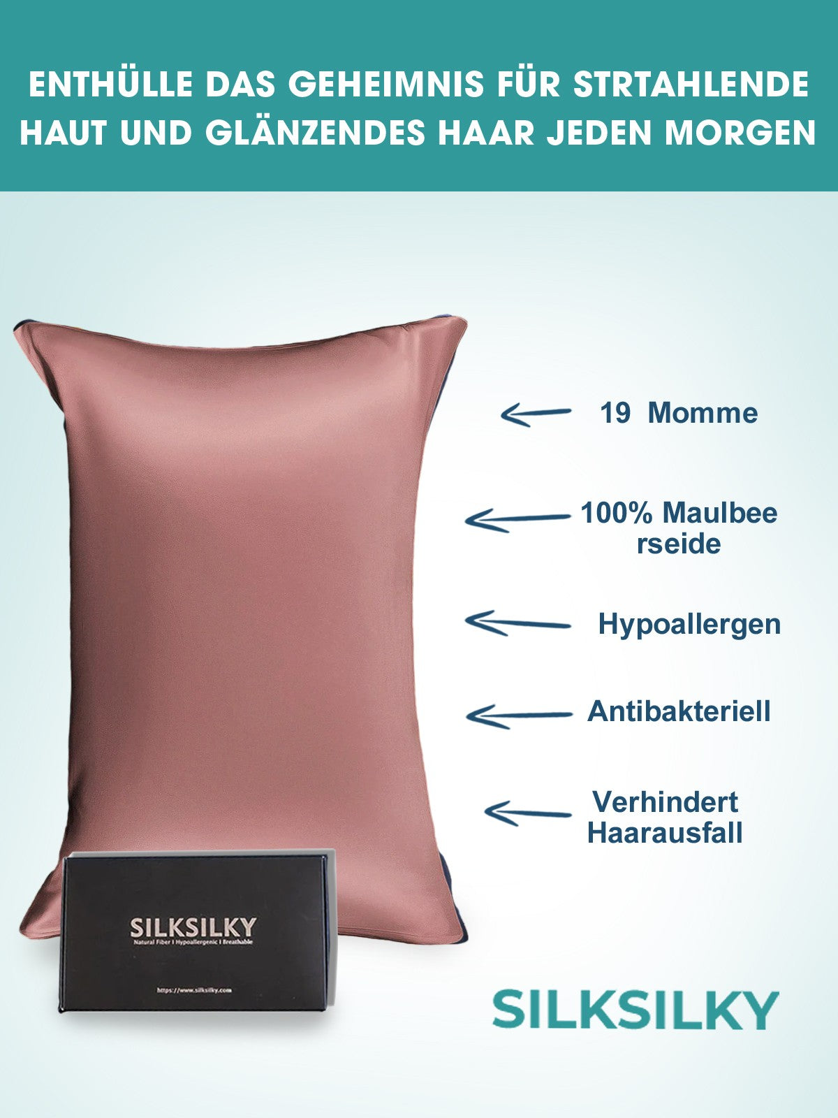 [Pale Mauve] SilkSilky-CA 19Momme Pure Silk Pillowcase 002