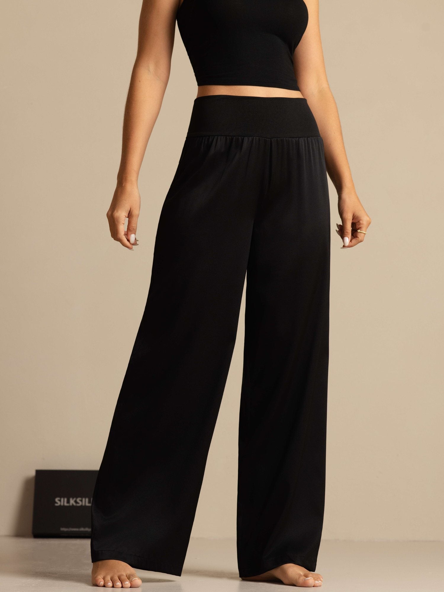 [Black] SilkSilky-CA 19Momme Silk Womens Pants 003