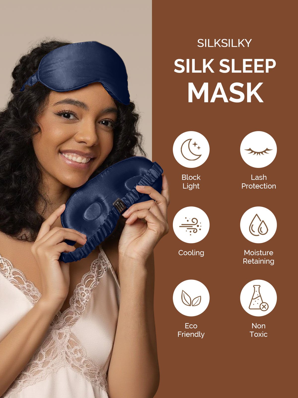 [Dark Blue] SilkSilky-CA 22Momme Pure Silk Eye Mask 003