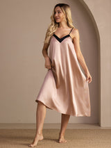 [Tuscany] SilkSilky-CA Spaghetti Strap V Neck Nightgown 003
