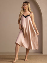 [Tuscany] SilkSilky-CA Spaghetti Strap V Neck Nightgown 003