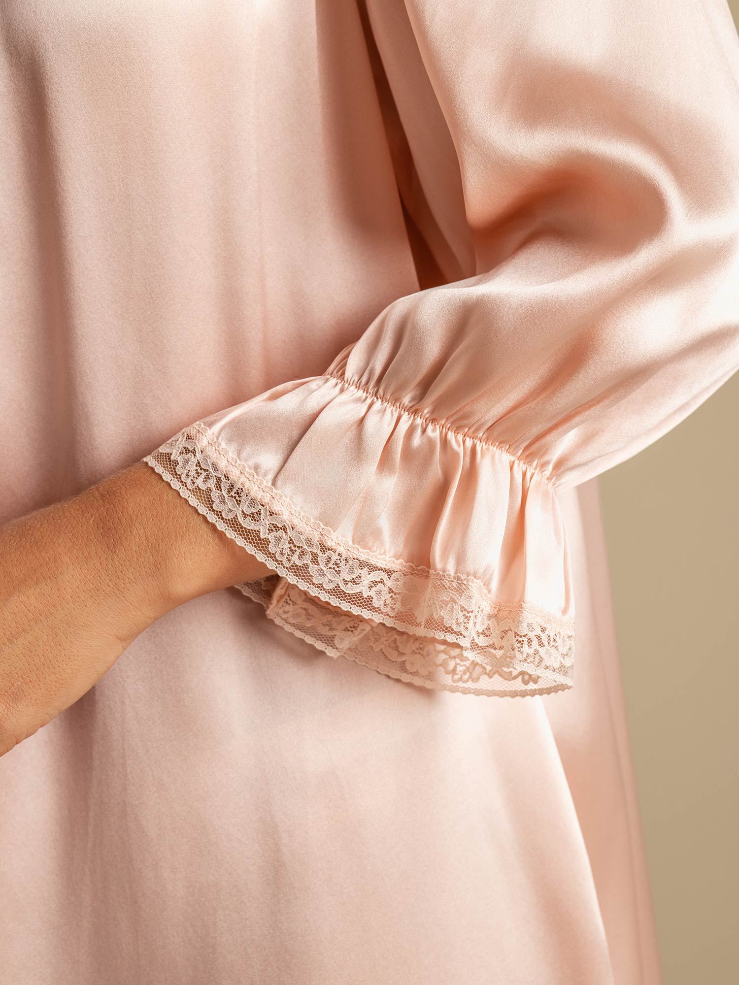 [LightPink] SilkSilky-CA Pure Silk Square Neck Nightgown 006