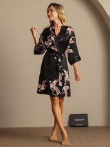 [Black] SilkSilky-CA 3/4 Sleeve Women's Robe 005