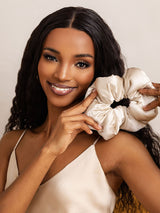 [Beige] SilkSilky-CA Scrunchie 001