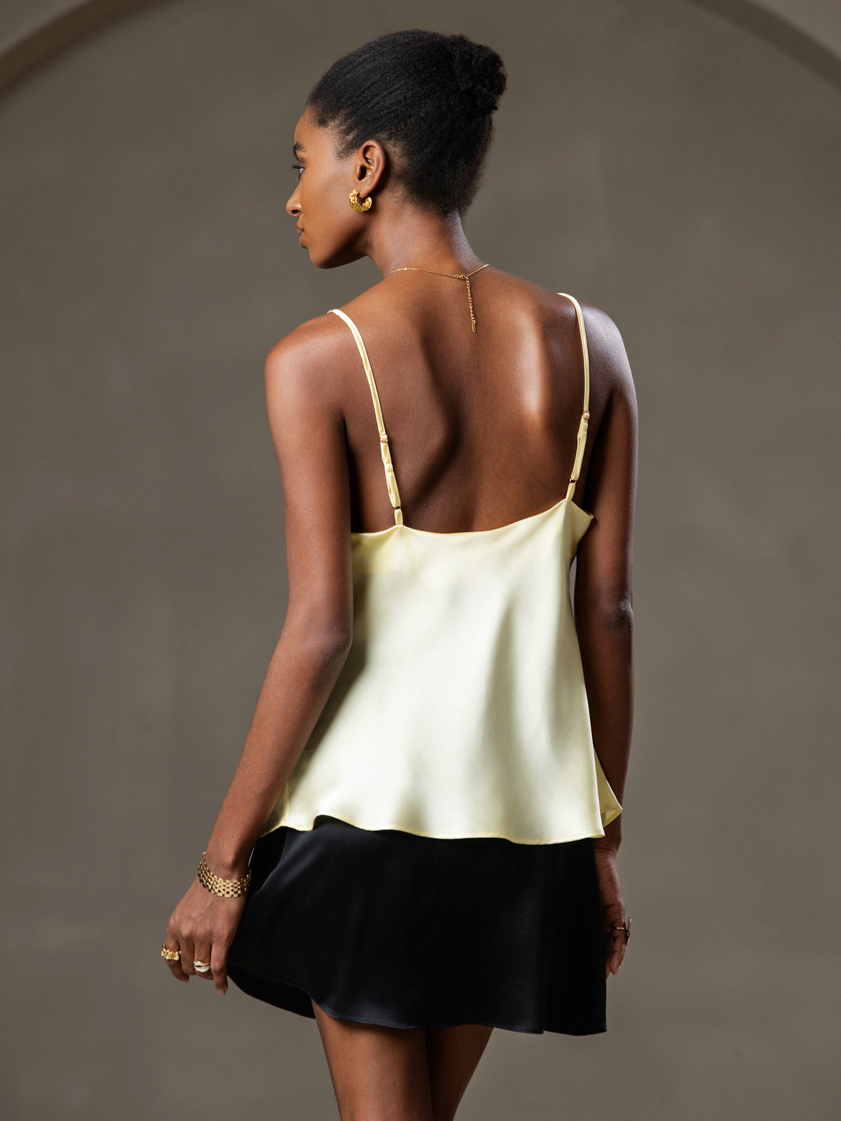 [Light Yellow] SilkSilky-CA Pure Silk V Neck Camisole 002