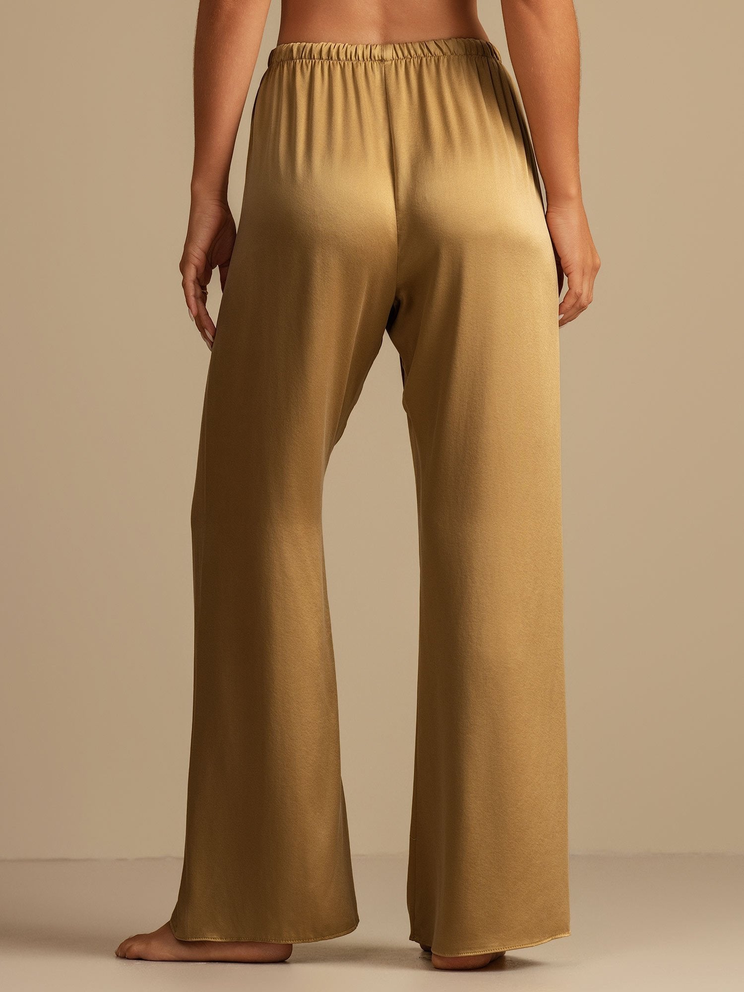 [Tan] SilkSilky-CA 19Momme Machine-Washable Silk Women's Sleep Pants 002