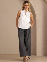 [White] SilkSilky-CA Sleeveless Tie Neck Camisole 006