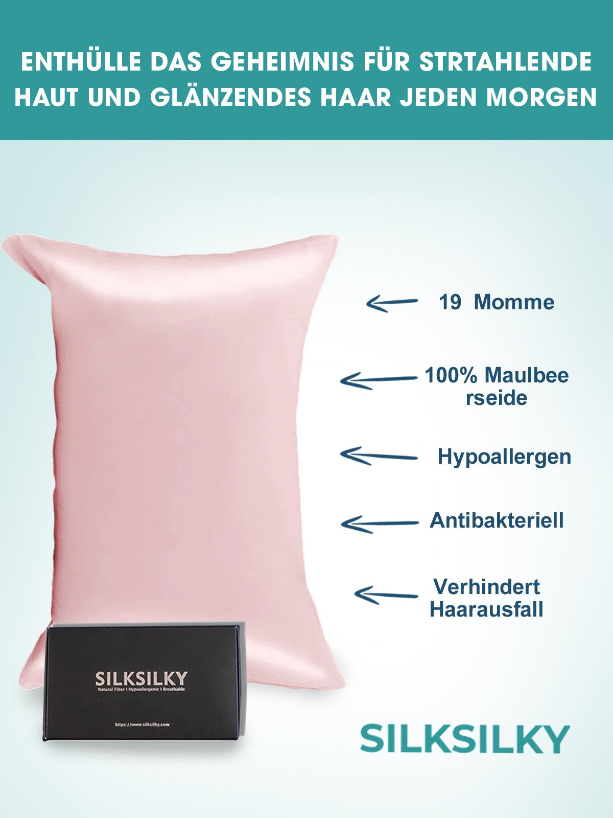 [Pink] SilkSilky-CA 19Momme Pure Silk Pillowcase 002
