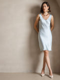 SilkSilky CA Pure Silk Sleeveless Round Neck Dress LightBlue 006