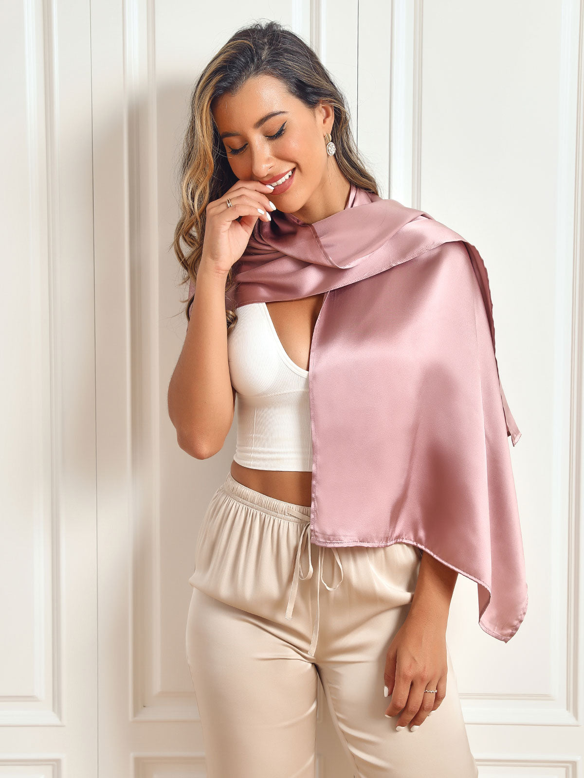 SilkSilky-CA Pure Silk Scarf PaleMauve 007