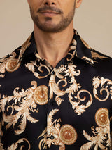 [Black Dragon] SilkSilky-CA Long Sleeve Lapel Collar Men's Shirt 006