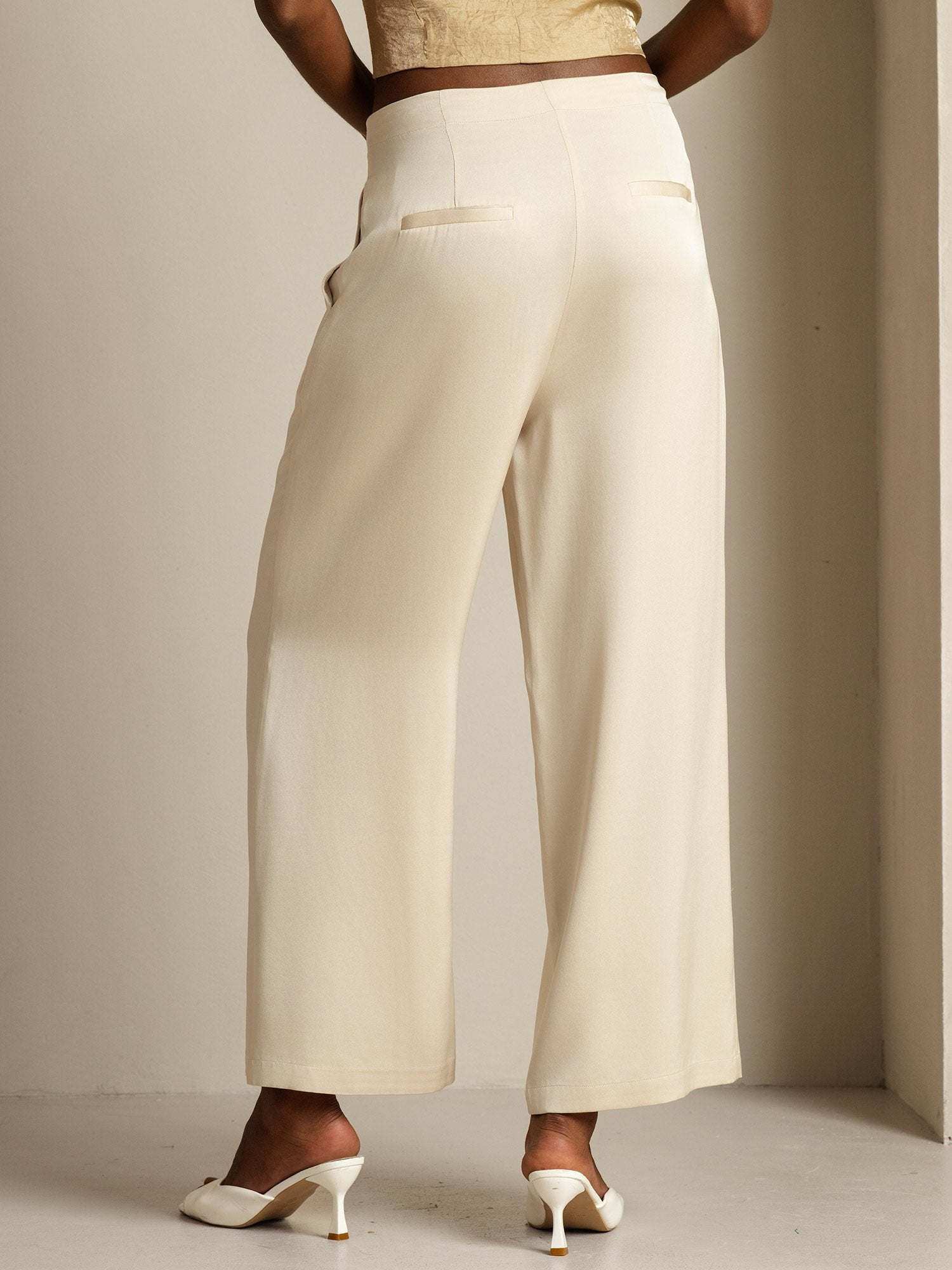 [Beige] SilkSilky-CA 19Momme Silk Womens Pants 002
