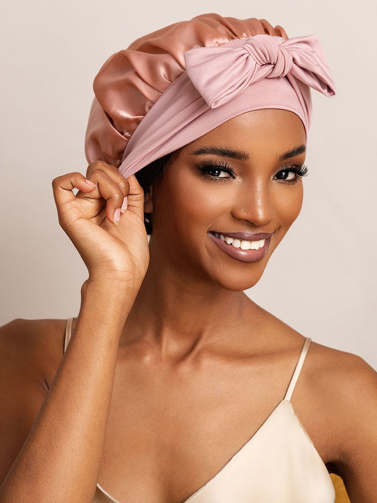 SilkSilky-CA Pure Silk Sleep Cap Pink 001