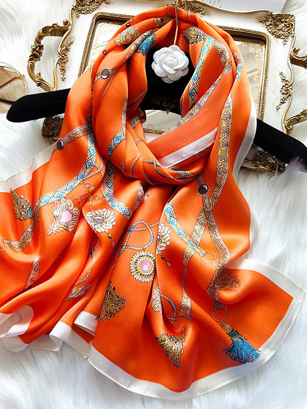 SilkSilky CA Pure Silk Scarf Orange 001