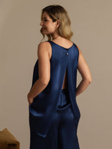 [Dark Blue] SilkSilky-CA Sleeveless Women's Pajamas 002