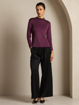 [Purple] SilkSilky-CA Pure Silk High Neck Women's T-Shirt 008