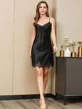 SilkSilky CA Pure Silk Sleeveless V Neck Nightgown Black 005