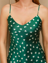 [Green Heart] SilkSilky-CA Spaghetti Strap V Neck Camisole Set 013