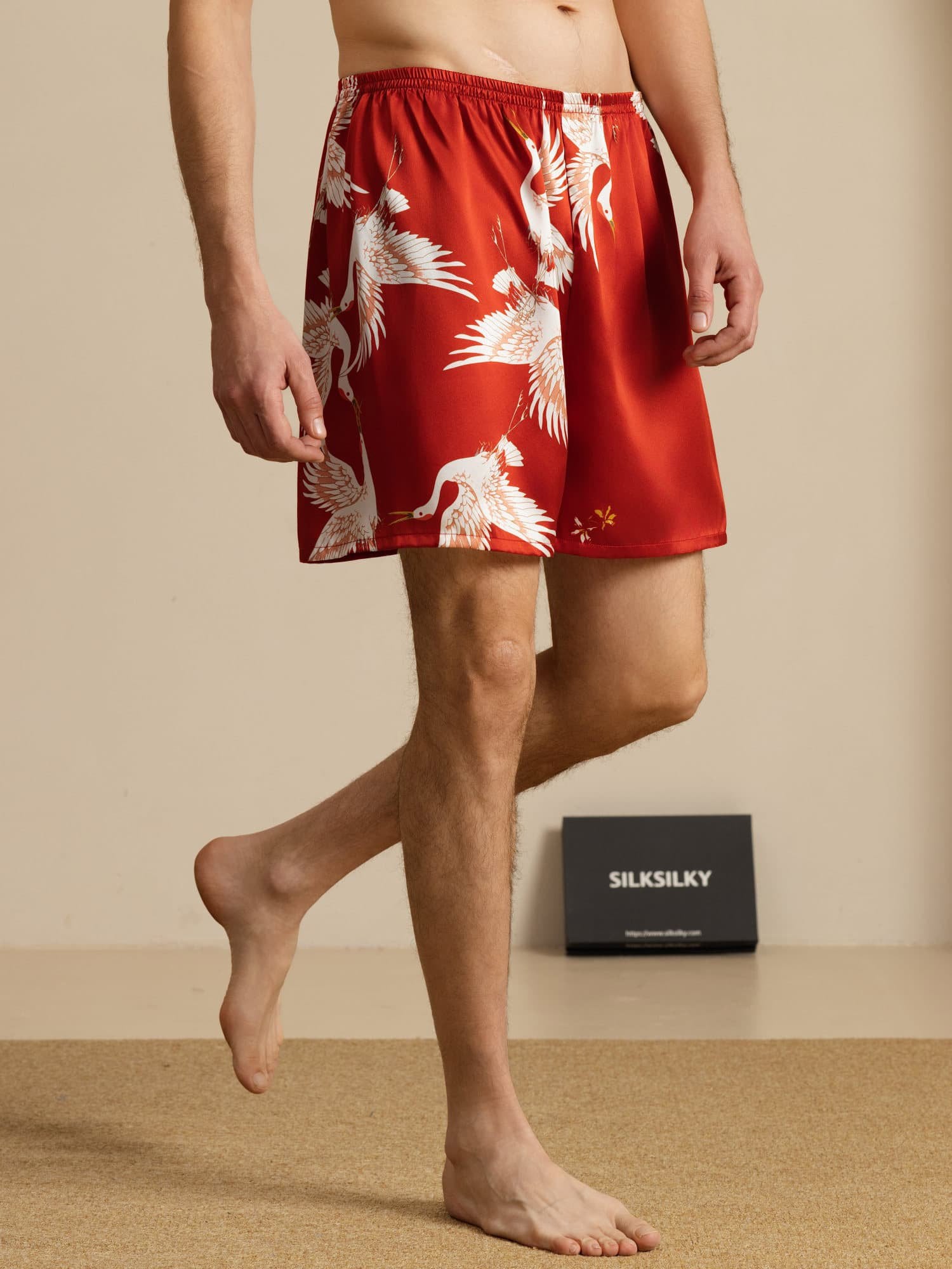 [Wine] SilkSilky-CA 19Momme Mens Sleep Bottoms 004