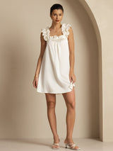 [White] SilkSilky-CA Sleeveless Square Neck Nightgown 006
