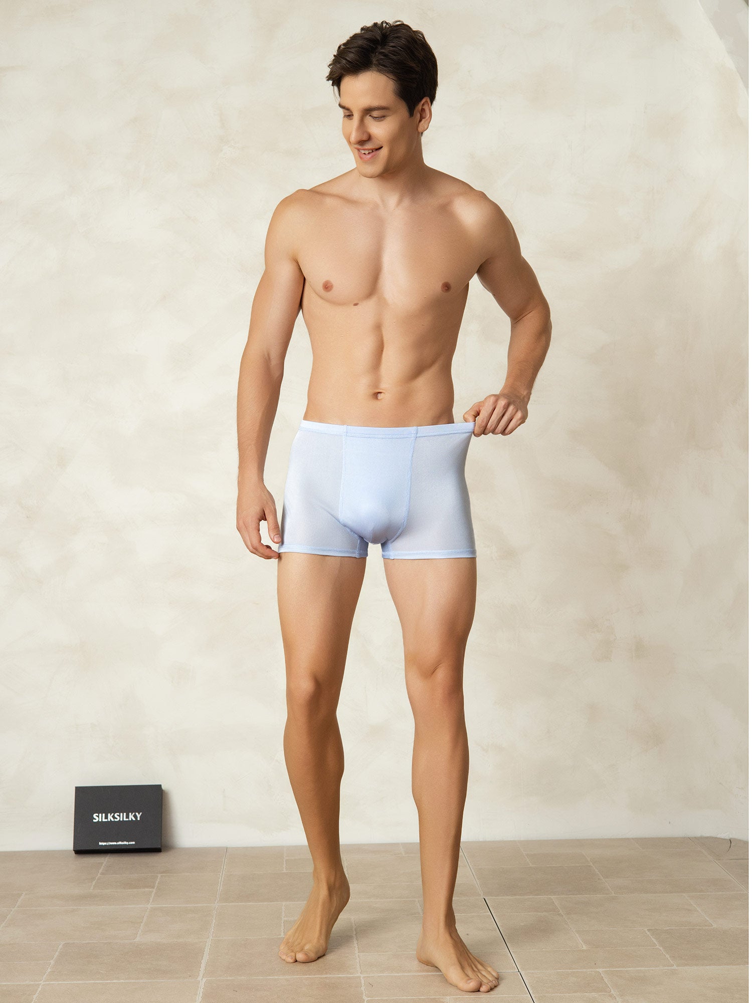 [Light Blue] SilkSilky-CA Silk Knitted Mens Underwear 004