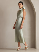 [Light Green] SilkSilky-CA Sleeveless Halter Dress 006