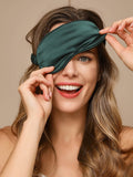 SilkSilky-CA 19Momme Pure Silk Eye Mask DarkGreen 002