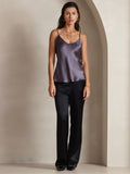 SilkSilky CA Pure Silk Sleeveless V Neck Camisole PurpleGray 003