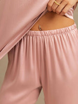 [Peach Skin] SilkSilky-CA 19Momme Machine-Washable Silk Short Sleeve Women's Pajamas 005