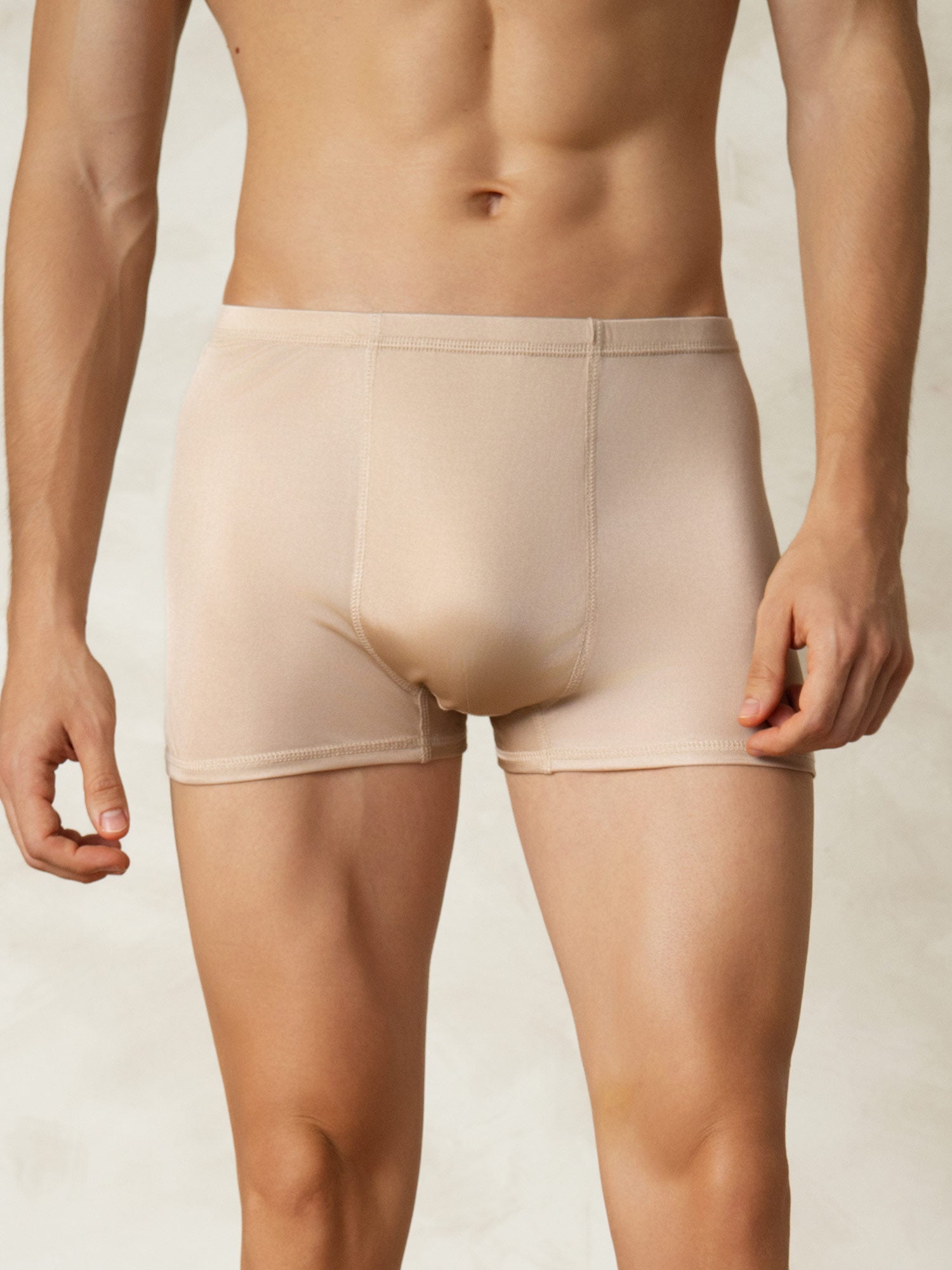 [Beige] SilkSilky-CA Silk Knitted Mens Underwear 001