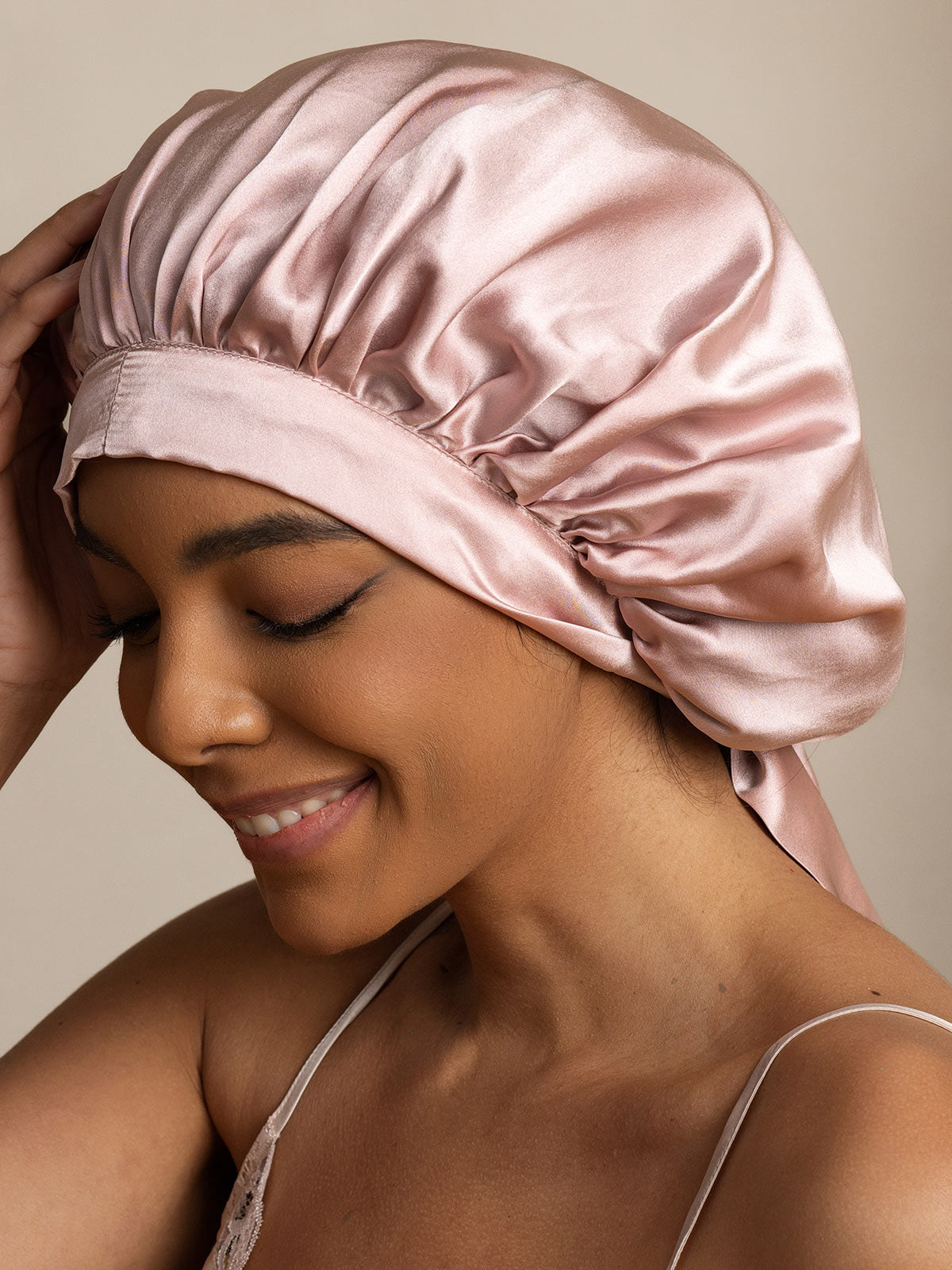 [Pink] SilkSilky-CA Pure Silk Sleep Cap 004