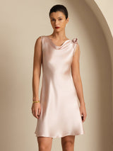 [Pink] SilkSilky-CA Sleeveless Cowl Neck Dress 003