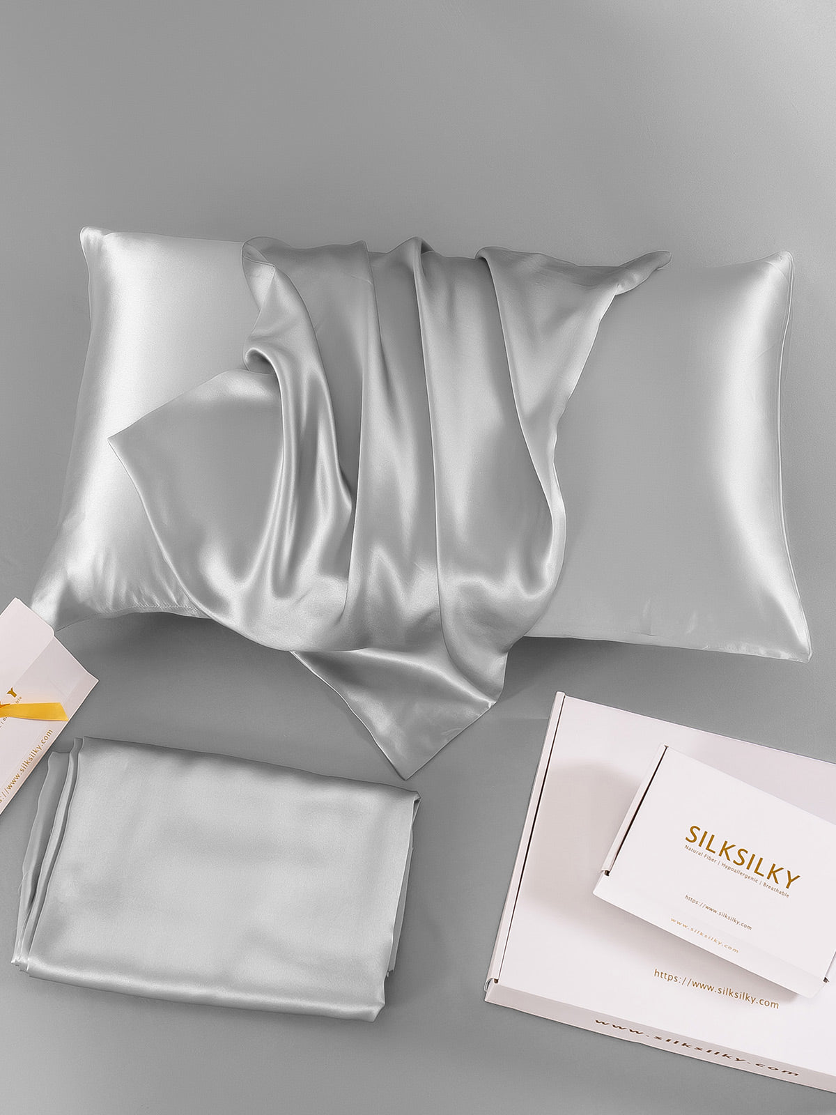 SilkSilky-CA 19Momme Pure Silk Pillowcase Silver 008