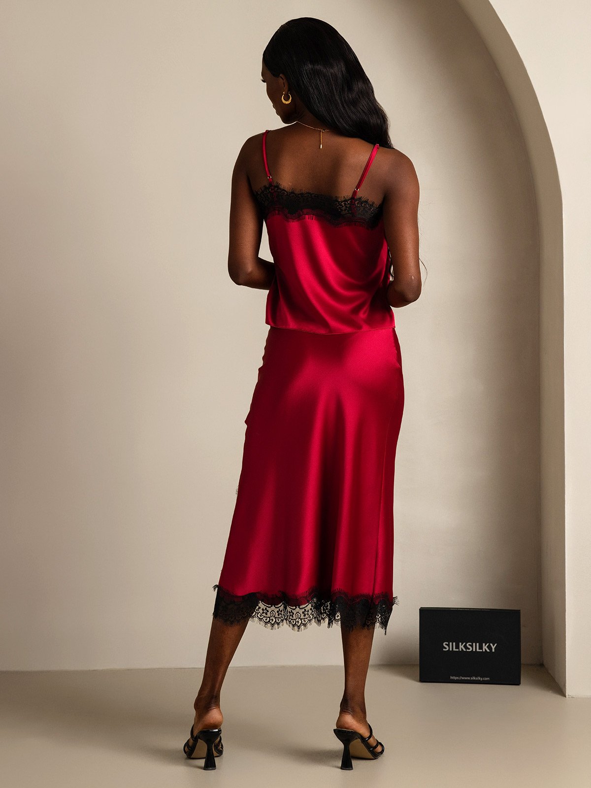 SilkSilky-CA 19Momme Silk Camisole Set Wine 002