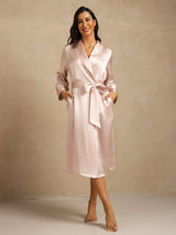 [Pink] SilkSilky-CA Pure Silk Collar Women's Robe 001,