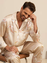 [Champagne] SilkSilky-CA Long Sleeve Lapel Collar Men's Pajamas 006