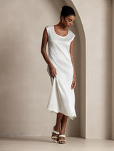 [White] SilkSilky-CA Cap Sleeve Dress 006