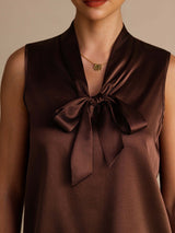 [Bitter Chocolate] SilkSilky-CA Sleeveless Tie Neck Camisole 004