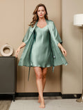 Pure Silk Nightgown & Robe Set 2Pcs