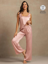 [Peach Skin] SilkSilky-CA 19Momme Machine-Washable Silk Sleeveless Scoop Neck Women's Pajamas 001