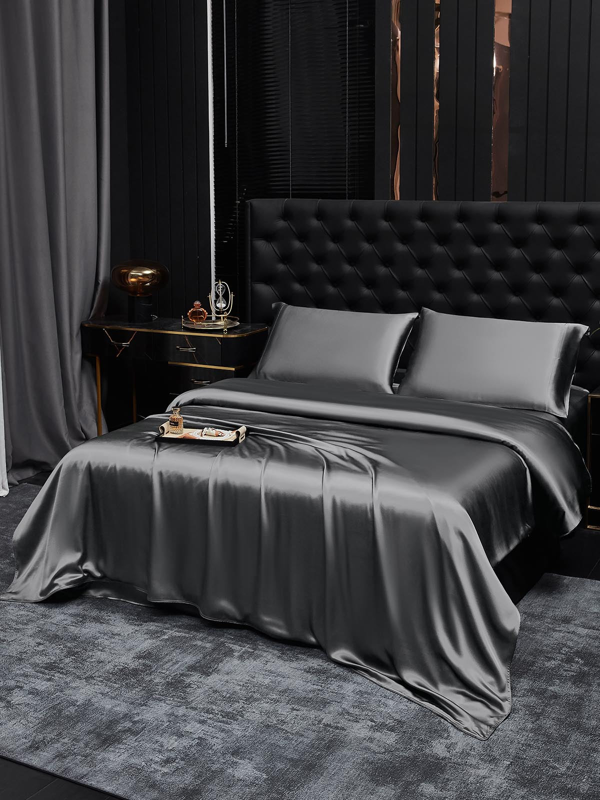 [Dark Gray] SilkSilky-CA 19Momme Pure Silk Bedding Set 001