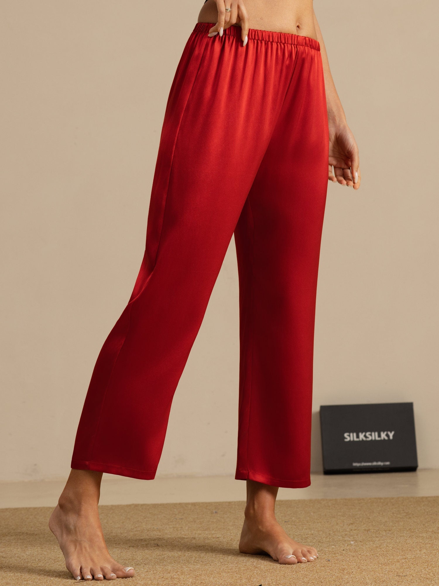 [Wine] SilkSilky-CA Women's Sleep Pants 003
