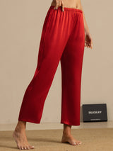 [Wine] SilkSilky-CA Women's Sleep Pants 003