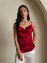 [Wine] SilkSilky-CA Spaghetti Strap Cowl Neck Camisole 004
